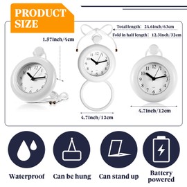 Weewooday Waterproof Bathroom Clock Small Digital White Shower Wall Clock with Easy Reading Face for Bathroom Pool Supplies(Lanyard)