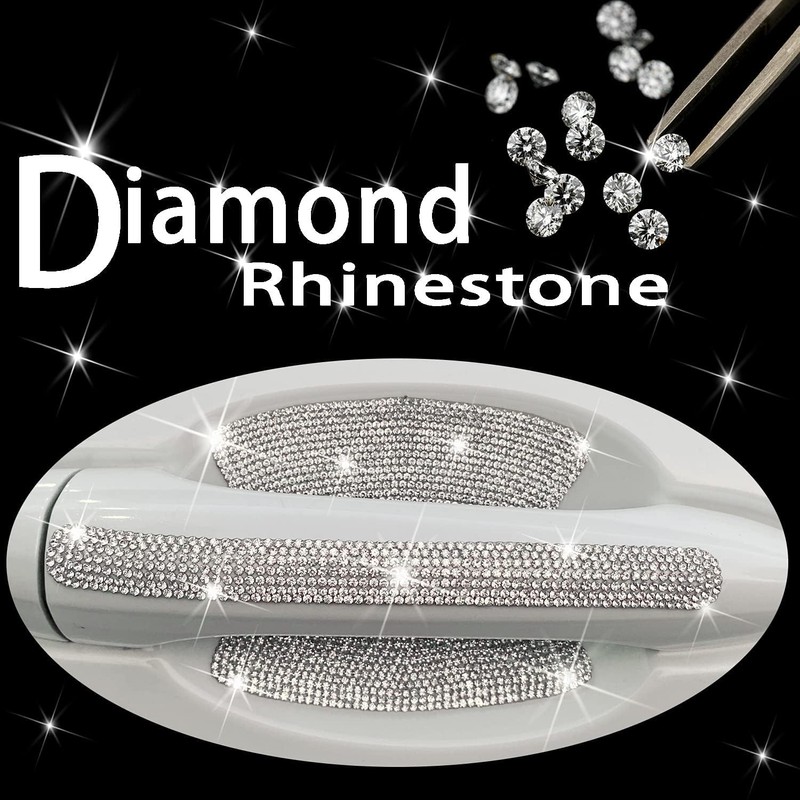 8 Pcs Silver Rhinestone Car Stickers, Bling Car Accessories -