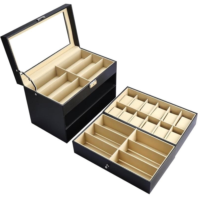 3 Layers 12 Slots Watch Boxes and Pieces Eyeglasses Sunglasses