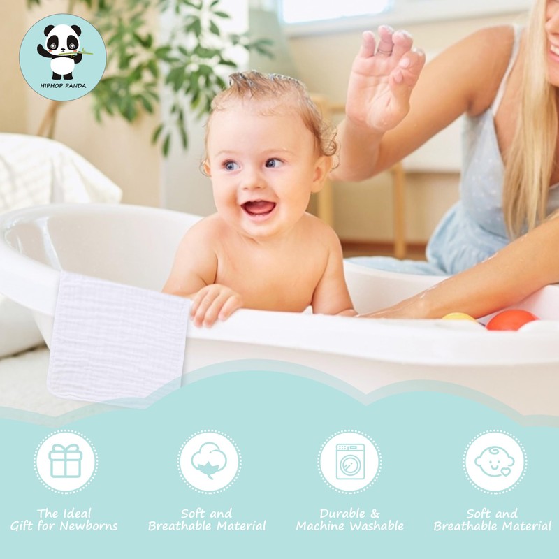 HIPHOP PANDA 10 Pack 6-Layers Muslin Burp Cloths Large -