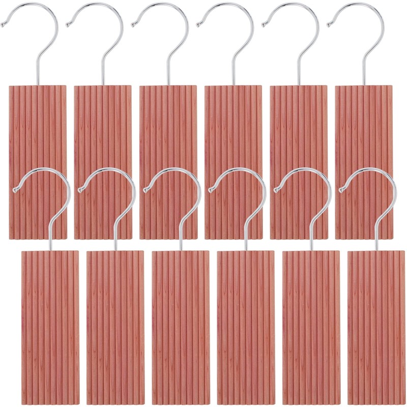 12 Pcs Cedar Blocks with 12 Hook Hanger Red Cedar