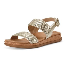 Rockport Women's Yarelia Flat Sandal, Gold, 8