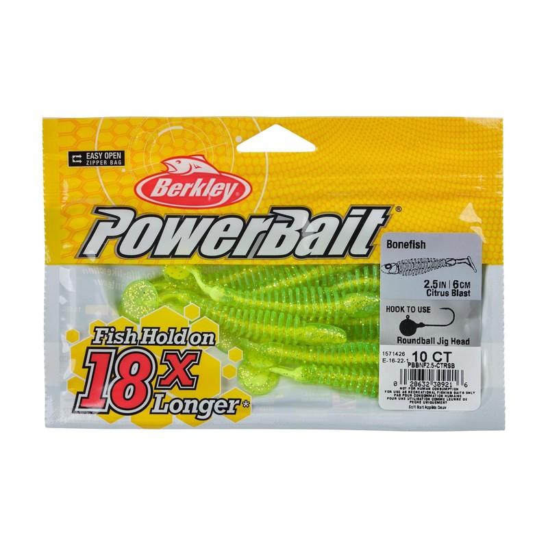 Berkley PowerBait Bonefish Fishing Soft Bait, Citrus Blast, 2 1/2"