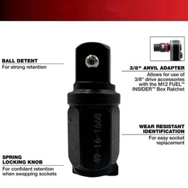 49-16-1668 INSIDER Box Ratchet 3/8'' Anvil Adapter With locking function For Milwaukee M12 FUEL INSIDER Box Ratchet
