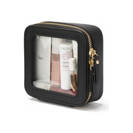 Solid Color Makeup Bag, Waterproof Square Clear Makeup Bag, Cosmetic Storage Bag, Makeup Organizer Pouch for Travel, School, Daily Use - Color: Black, Size: one-size