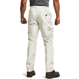 CQR Men's Quick Dry Work Pants, Water Resistant Outdoor Tactical Pants, Lightweight Stretch Cargo Hiking Pants, Frontline Frosted White, 34W x 32L