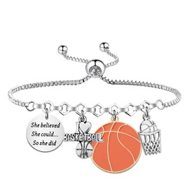 PLITI Basketball Gift Basketball Player Gift She Believed She Could So She Did Bracelet For Basketball Lover (Believed Basketball bgCA)