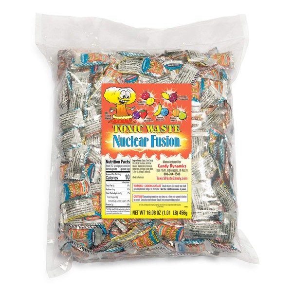Toxic Waste - Nuclear Fusion - Dual Flavored, Hazardously Sour Candies - 5 Assorted Flavor Combinations ~ 1 pound bag