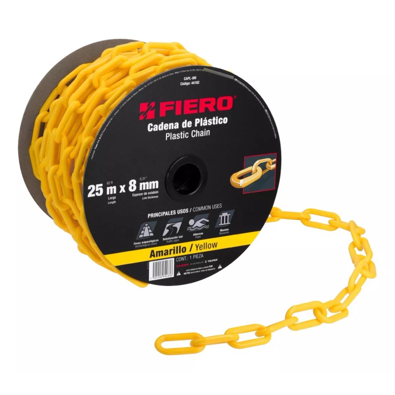 Fiero Cadena Plastica 8 Mm X 25 Mt Amarilla Fiero