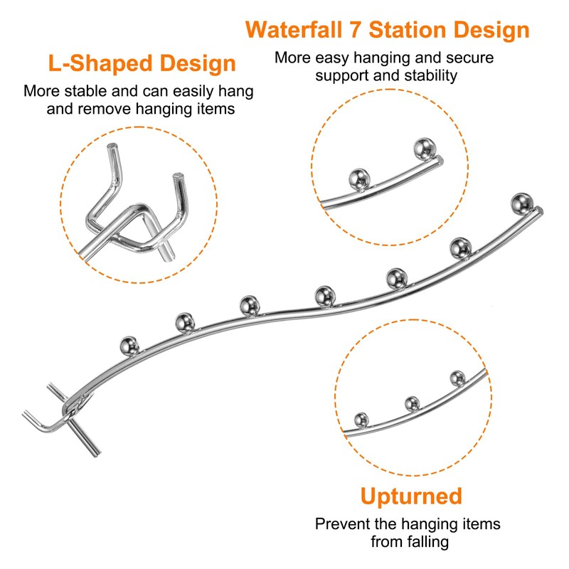 sourcing map 10pcs Pegboard Waterfall Hook Shelving Hooks 10.63" Stainless