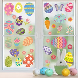175 Pcs Easter Window Clings Happy Easter Decorations Double Sided Stickers with Bunny Egg 2024 Kids Toddlers Holiday Decals for Glass Wall Classroom Indoor Office Home Outside, 9 Sheet