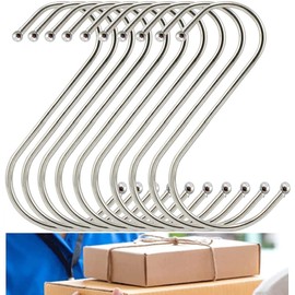 S-Shaped Hooks, Extra Large 4.7 inches (12 cm) x 7.9 inches (20 pcs) Set of 20 for Kitchen, Bathroom, Rust Proof, Accessory Hanging, Load Capacity: 33.1 lbs (15 kg) (4.7 inches (12 cm) x 7.9 inches (20