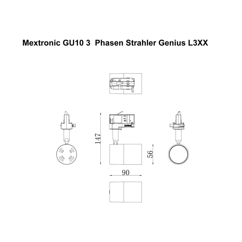 Mextronic 3-Phase LED Spotlight White (GU10) for Rail System