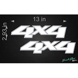 4X4 Truck Replacement Side Logos/Pair/White Vinyl Vehicle Decal Graphic Sticker Pack