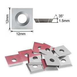 10PCS 12x12x1.5mm(Thickness) Carbide Inserts Cutters for Slab Flattening Router Bit, 4-Cutting Edge(Reversible), Standard Square Replacement Blade for Surfacing Router bit
