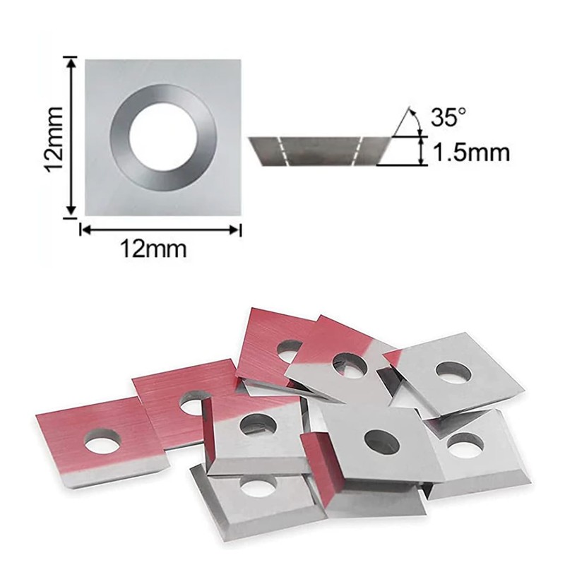 10PCS 12x12x1.5mm(Thickness) Carbide Inserts Cutters for Slab Flattening Router Bit,
