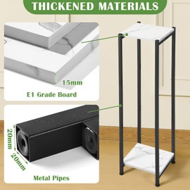 Dipion Extra Tall Plant Stand Indoor,40 Inch Plant Stands,2 Tier Metal Plant Stand with Heavy Duty Wood,Marble White and Black