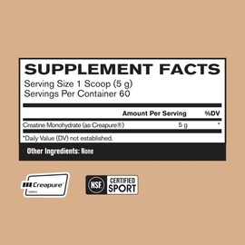 BARE PERFORMANCE NUTRITION, BPN Pure Creatine Monohydrate Powder by Creapure, 5g of Creatine per Serving, Supports Muscle Growth, Unflavored Creatine Powder, 60 Servings