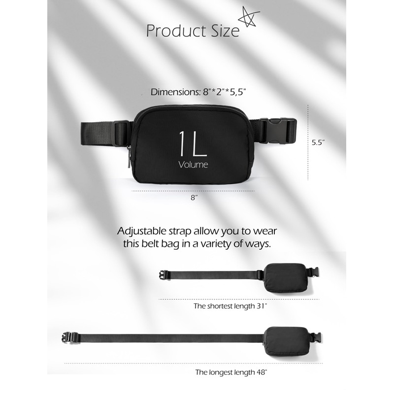 FIREYUN Unisex Mini Belt Bag ＆ Fanny Pack for womenwith