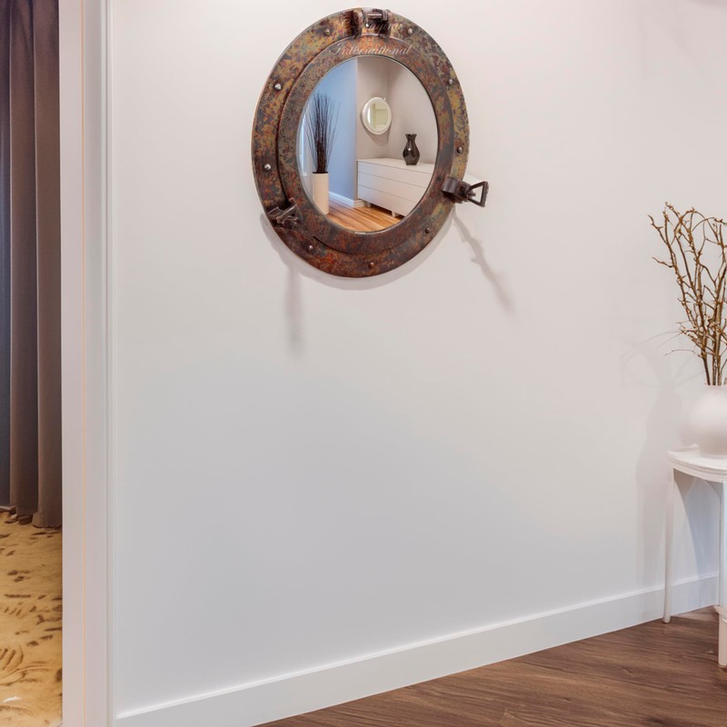 Nagina International Rustic Copper Shipwrecked Premium Nautical Porthole Mirror |