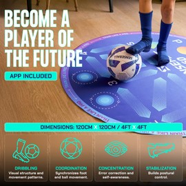 Sensemat 360 Soccer Training Mat | 360 Degree Design Non Slip Training Mat | Soccer Footwork Training | Strength & Coordination for All Ages & Levels | Improve Skills & Control with Professional Soccer Coach Program 50+ Exercise Videos