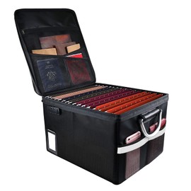 Fireproof Document File Organizer Box, Fireproof Storage Filing Cabinet Box with Lock, Portable Office Safe Box for Hanging Letter/Legal Folder 16.1 x 12.9 x 11in…