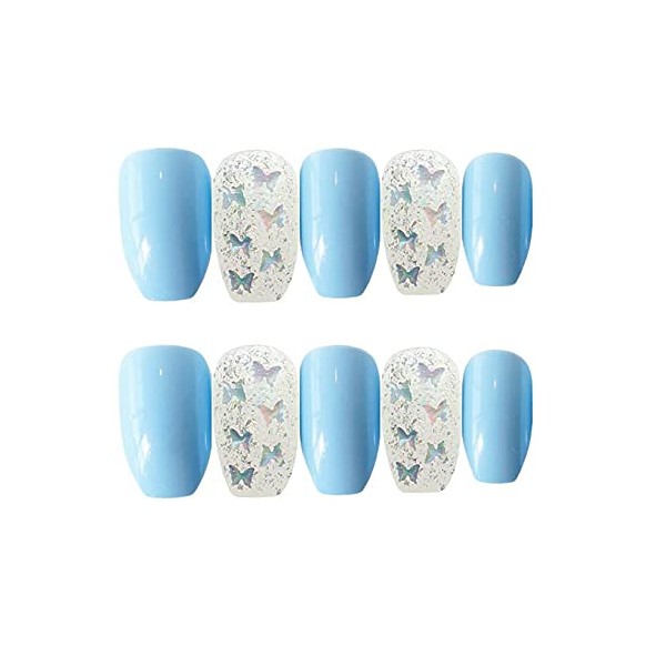 YONAIL 24pcs/set Press On False Nail French Tips Press On