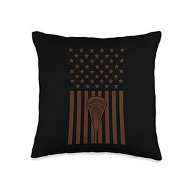 Guys Lacrosse Sticks American Flag Cool Sports lover gifts Throw Pillow