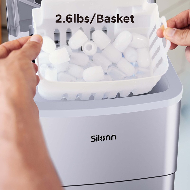 Silonn Ice Makers Countertop, 9 Cubes Ready in 6 Mins,
