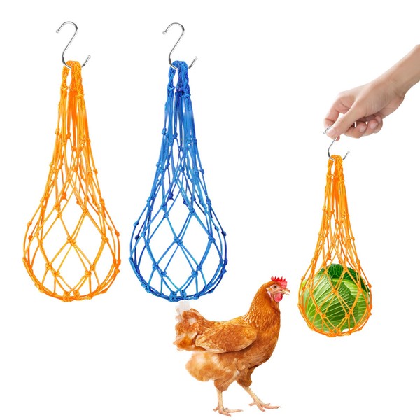 Chicken Vegetable String Bag,2 PCS Hanging Chicken Feeder,Chicken Vegetable Feeder