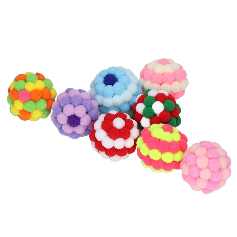8pcs Cat Ball Toys Elastic Soft Colorful Interactive Chasing Chewing