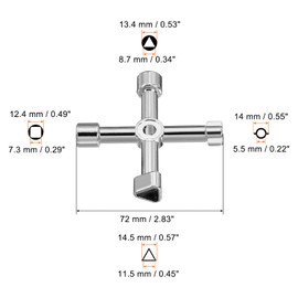 PATIKIL Multi-Functional Universal Cross Key, 2 Pack Zinc Alloy 4 Way Gas Water Meter Key Wrench for Electric Cabinet Plumbing Valve, Silver