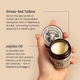 Fat Cow Skincare Anti-Ageing Body Cream, Beef Tallow, Vitamin E (120ml, Floral)