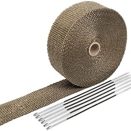 SunplusTrade 2" x 50' Titanium Exhaust Wrap for Motorcycle Car Headers with Stainless Steel Zip Ties