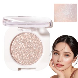Monochrome Glitter Eyeshadow,White Eyeshadow Single,Shimmer Shadow for Eye Make-Up,Prime Eyes Brightener Eye Shadow,White Highlighter Makeup,Long-Lasting Waterproof,Multi-Use for Eyes & Cheeks Makeup