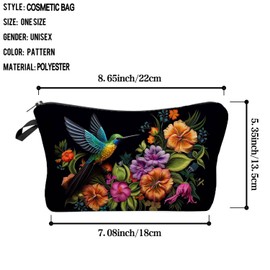 Livel lhood Floral Hummingbird Makeup Bag Cute Small Organizer Zipper Pouch Floral Hummingbird Cosmetic Bag Birthday Present for Women Friends -3, hzz16548, Small