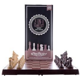 Premium Chess Board Set 12.5 x 12.5 inch - Compact Travel Chess and Checkers Set, Ideal for Strategic Play, International Chess Set. - Presented by Strategy 101