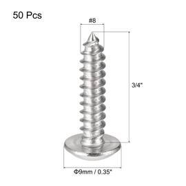 sourcing map Phillips Head Self Tapping Screws, #8 x 3/4" 304 Stainless Steel Wood Sheet Metal Screw 50pcs