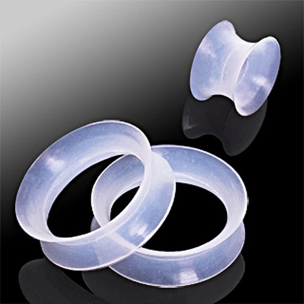1 PAIR (2pcs) SILICONE EARSKIN TUNNELS Double Flare Gauges Super