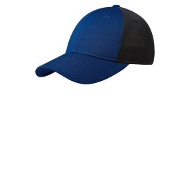 Port Authority Unisex Stretch Fit Pique Mesh Cap C826 - True Royal/ Black, L/XL