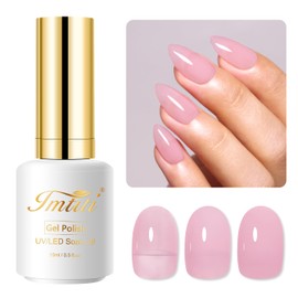 Imtiti Jelly Gel Nail Polish, 1 Pcs 0.5 Fl Oz Nude Pink Jelly Gel Polish Soak Off LED U V Nail Gel Polish Sheer Translucent Gel Nail Polish DIY Nail Art Starter Manicure Salon Gel Nail Kit