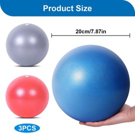 Jinsion Gymnastic Ball, Small Pilates Ball, Pack of 3 Yoga Ball 20 cm, Pilates Ball with Inflatable Straw, Gymnastics Balls, Fitness Ball, Gym Ball, Small Gymnastics Ball for Home, Fitness, Balance