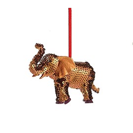Holiday Lane Safari Sequined Elephant Christmas Ornament, Brown