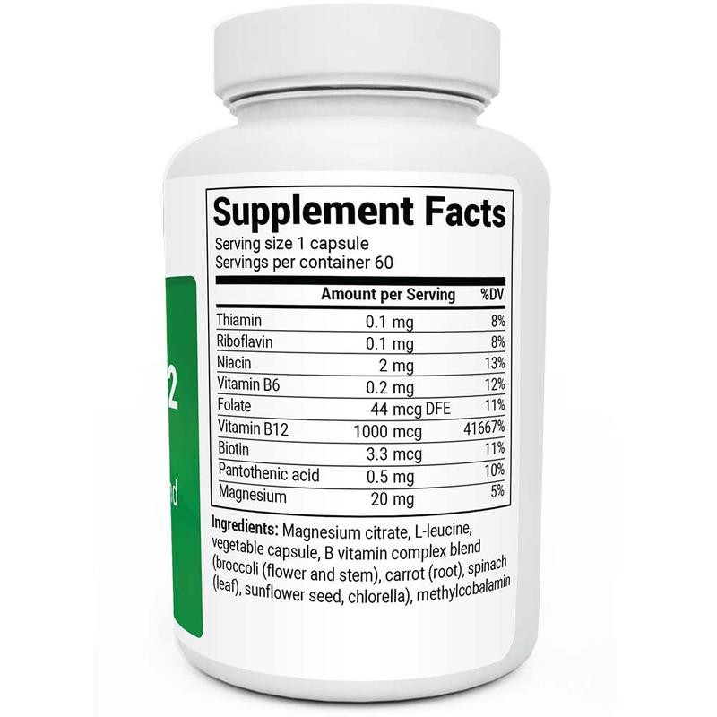 Natural Vitamin B12 - 1000 mcg of Methylcobalamin - with