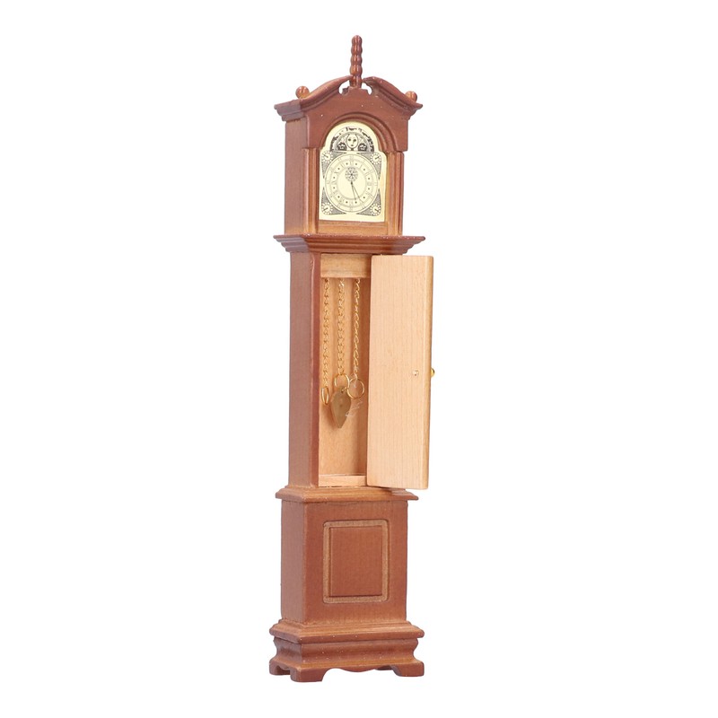 1/12 Dollhouse Miniature Grandfather Clock Wooden Mini Model Furniture Accessory