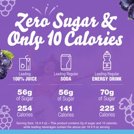 Crystal Light Grape Naturally Flavored Powdered Drink Mix with Caffeine, 120 ct Pack, 12 Boxes of 10 On-the-Go-Packets