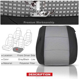 A-Premium Front Driver Seat Bottom Cover Compatible with Nissan Titan 2005 2006 2007 Gray Black-Like