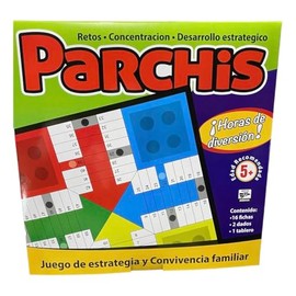 Parchis Juego de Mesa Familiar, Estrategia y Concentración, para Niños 5, Incluye Tablero, 16 Fichas y 2 Dados, Horas de Diversión                    