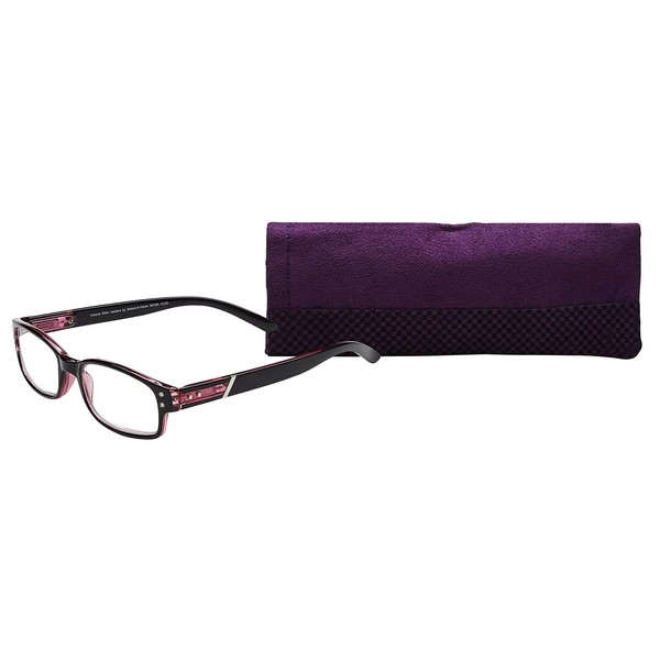 SAV Eyewear Women's Victoria Klein 9076 Purple Round Reading Glasses, 27 mm + 1.25
