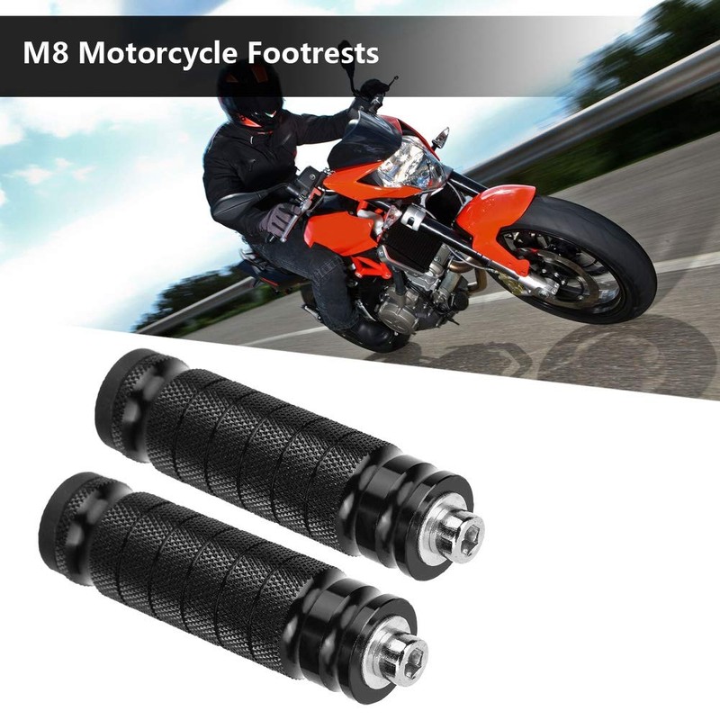 Akozon 2pcs CNC M8 Motorcycle Footrests Universal M8 Non-Slip Footrest